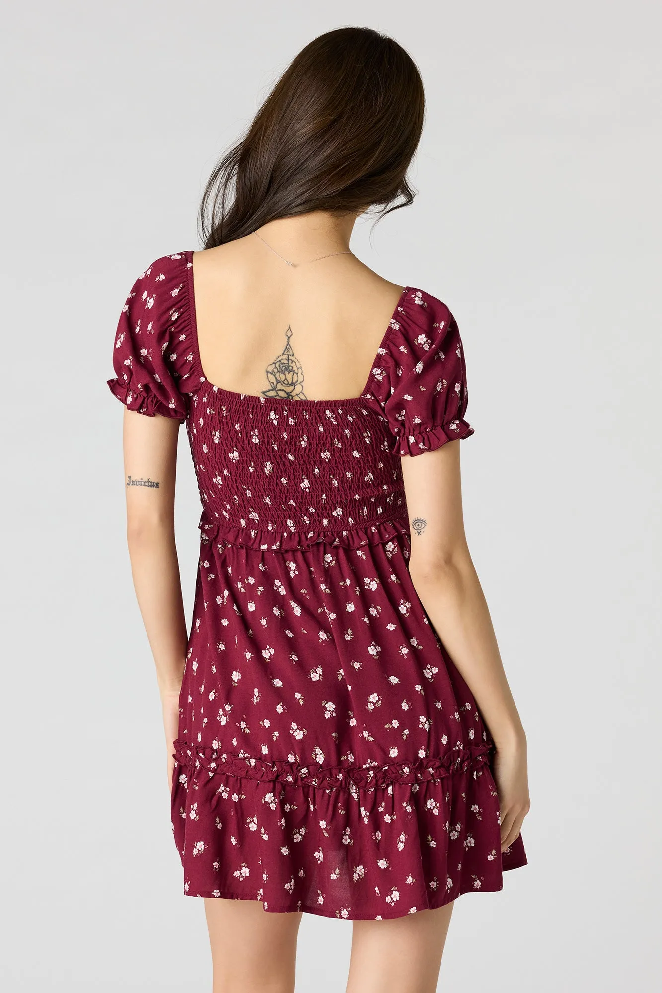 Floral Smocked Ruffle Mini Dress sold by Urban Planet product image thumbnail 2