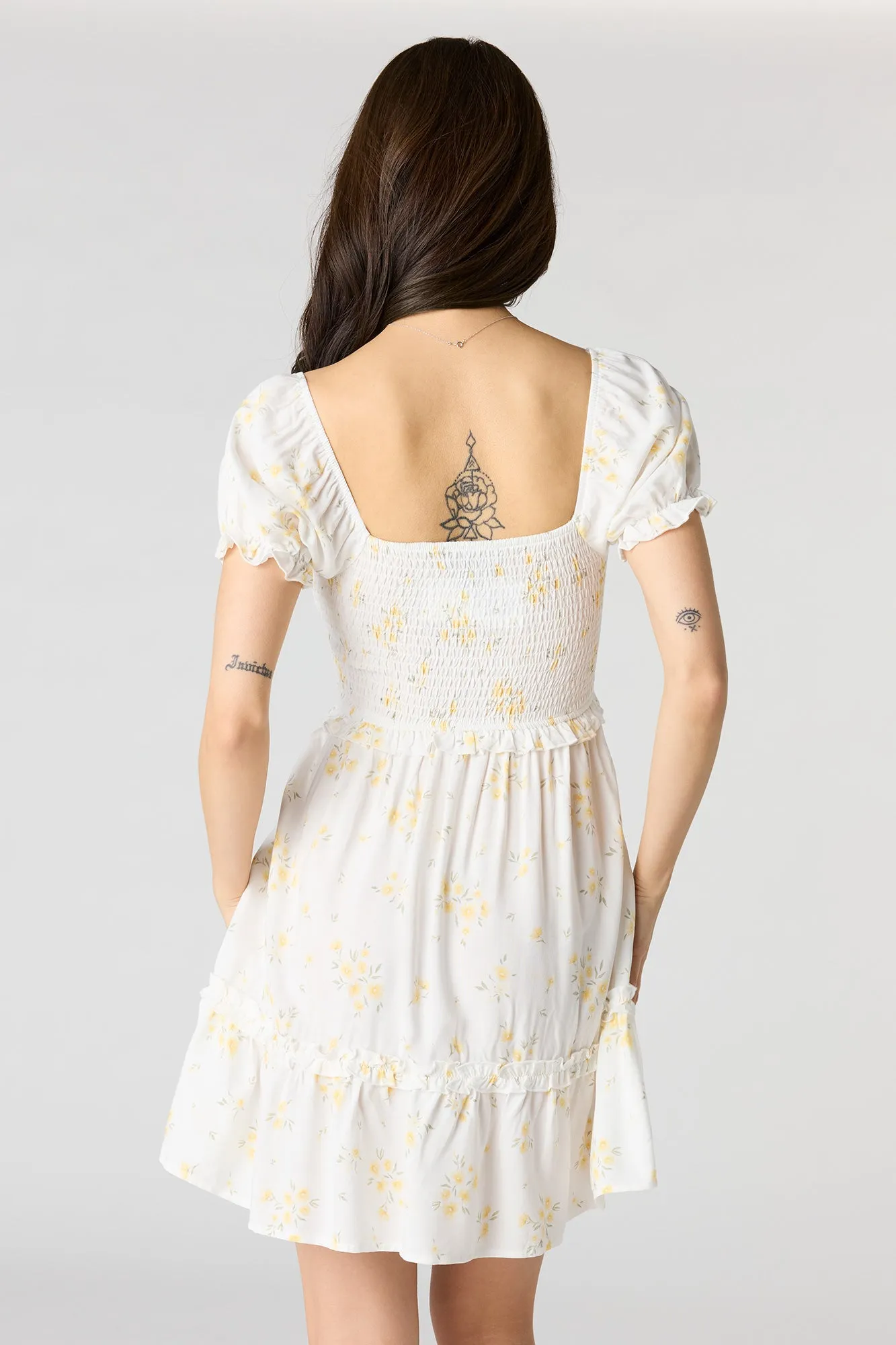 Floral Smocked Ruffle Mini Dress sold by Urban Planet product image thumbnail 5