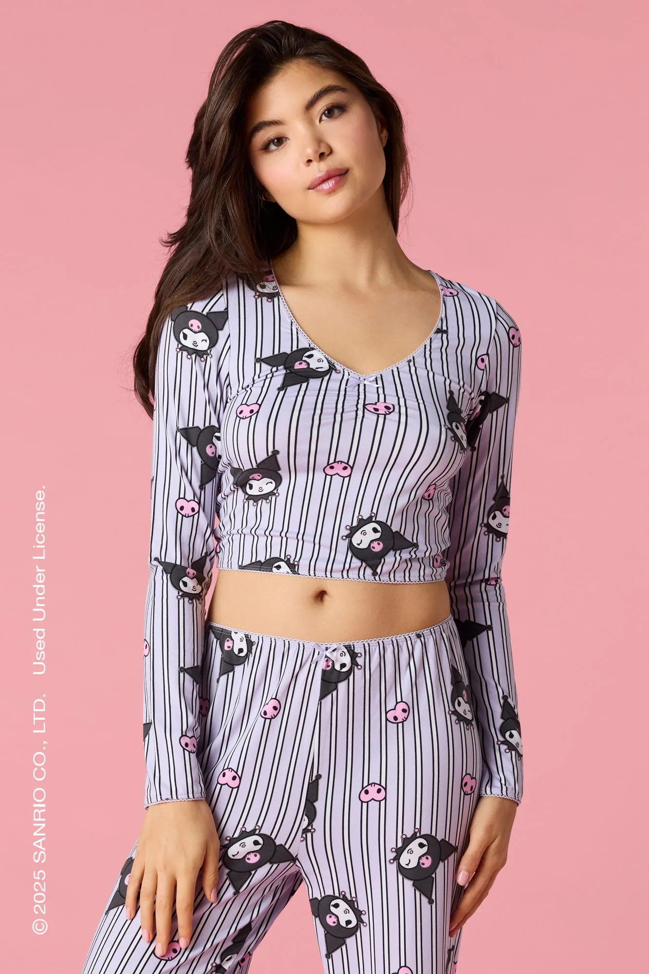 Kuromi™ Long Sleeve Top & Pant Pajama Set sold by Urban Planet product image thumbnail 2