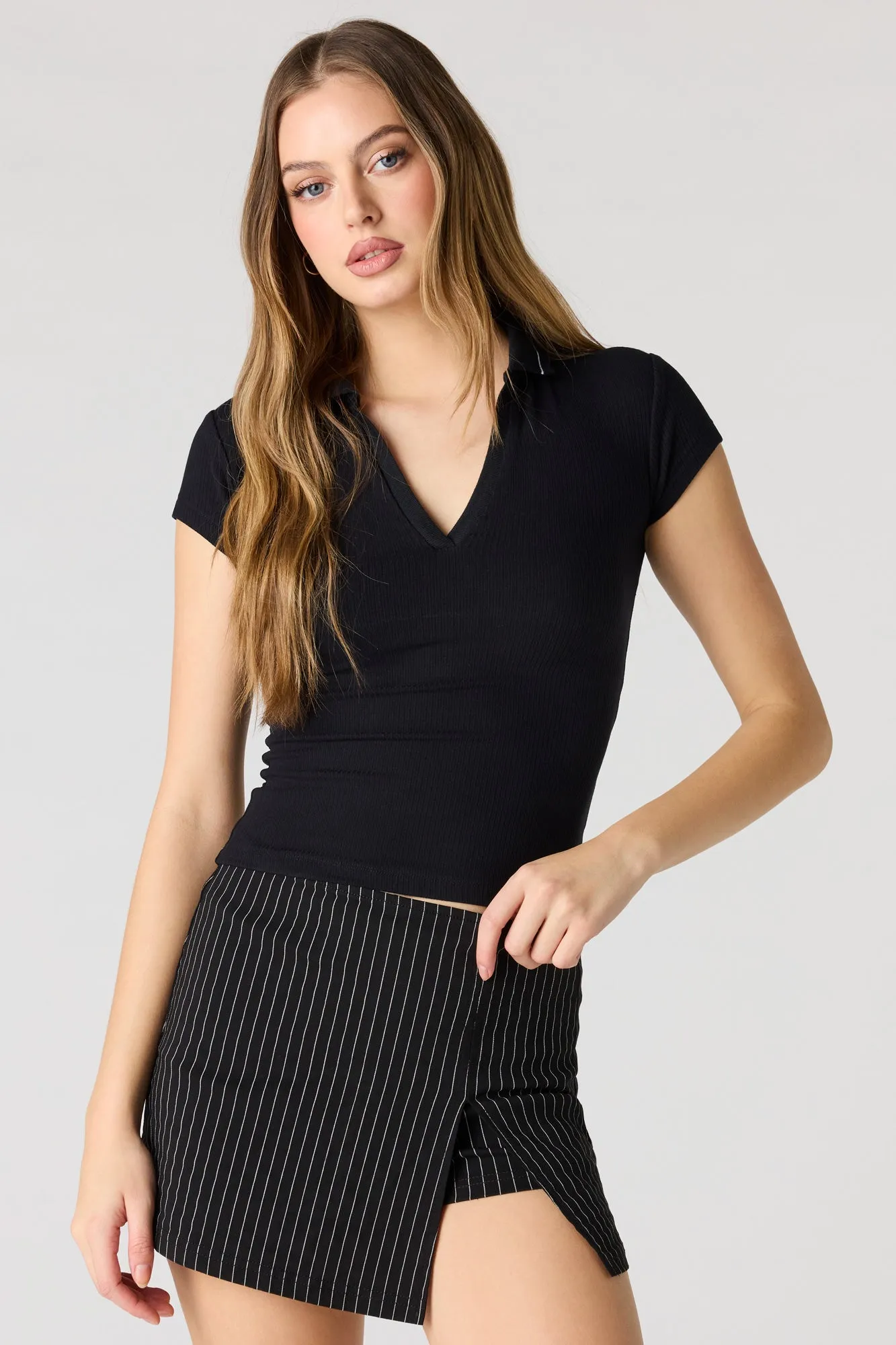 Ribbed Collared T-Shirt sold by Urban Planet product image thumbnail 4