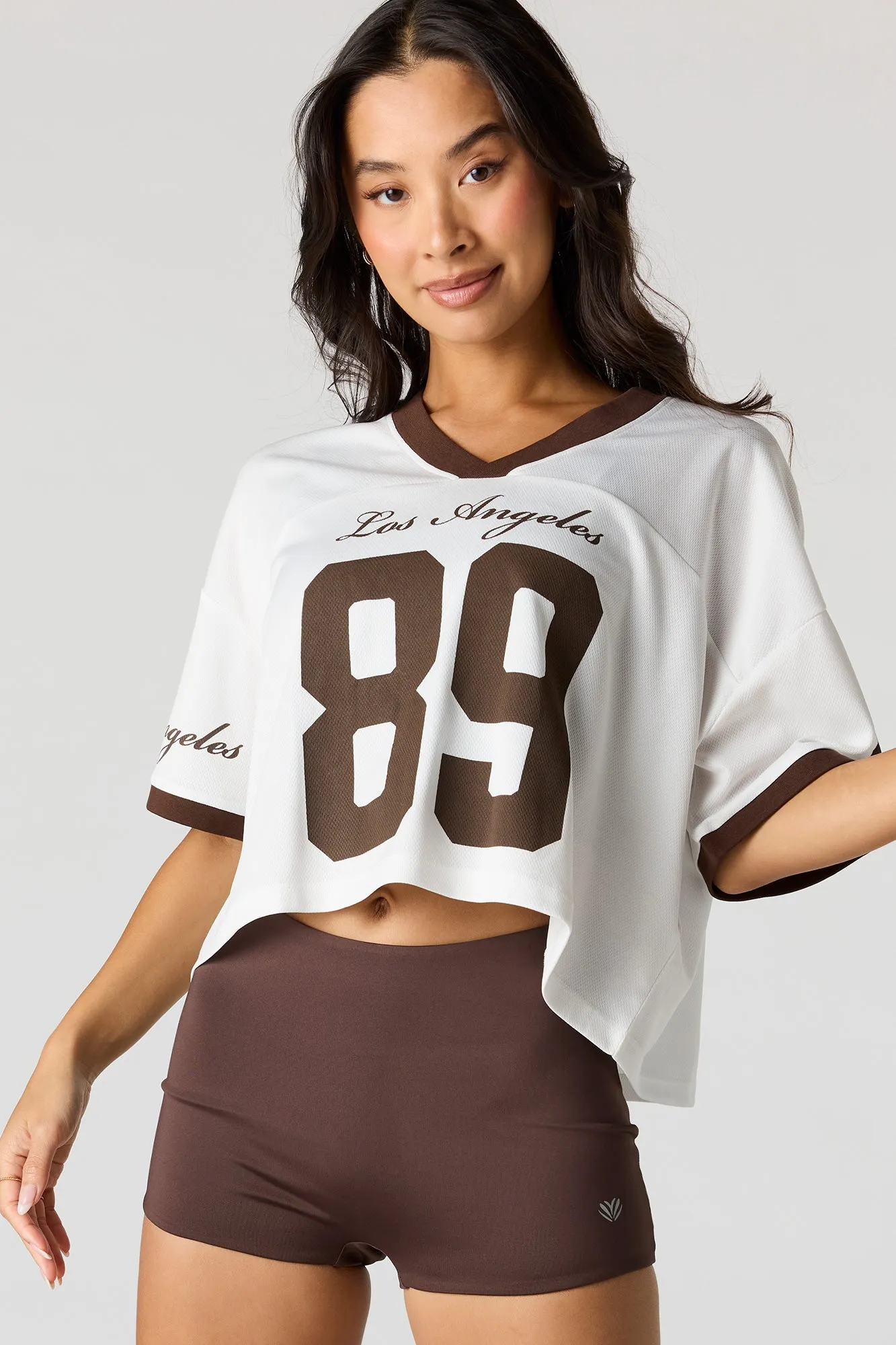 Graphic Cropped Jersey Top sold by Urban Planet