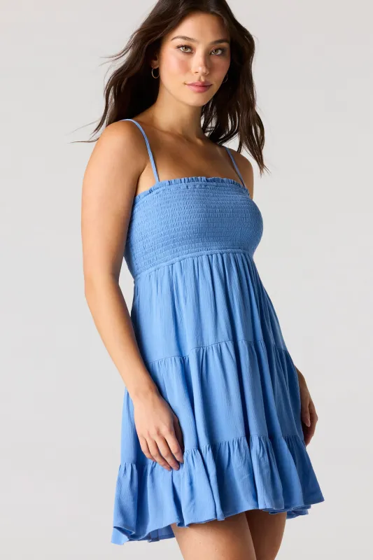 Smocked Tiered Mini Dress sold by Urban Planet