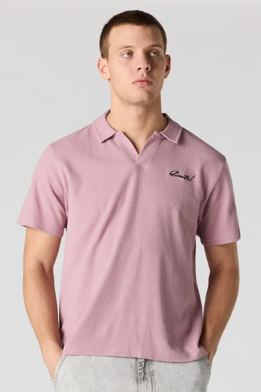 Embroidered Waffle Knit Polo made by Urban Planet