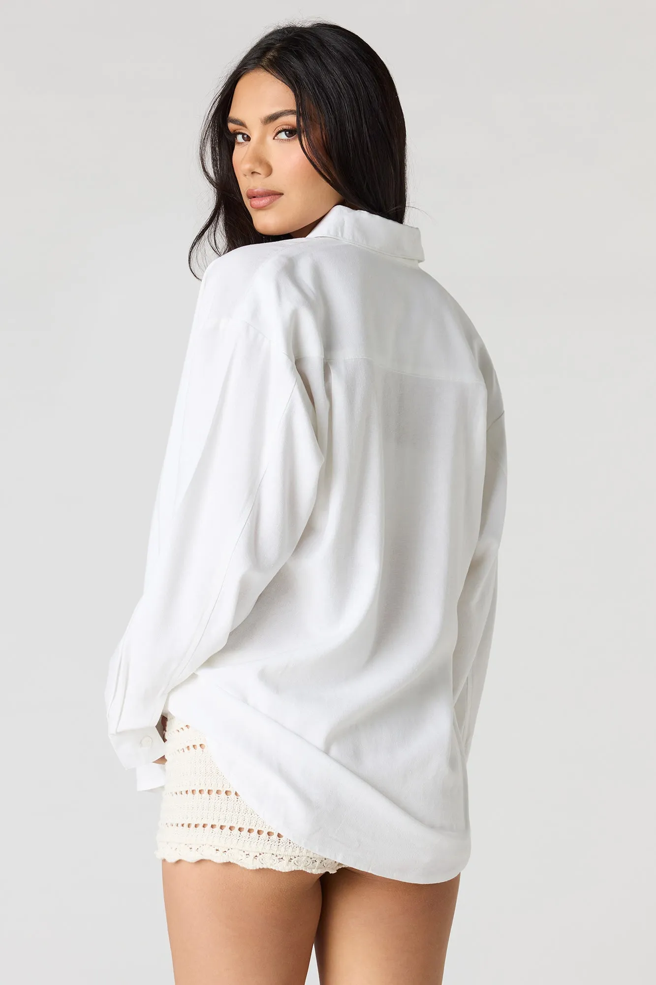 Linen-Blend Long Sleeve Button-Up Top sold by Urban Planet product image thumbnail 5