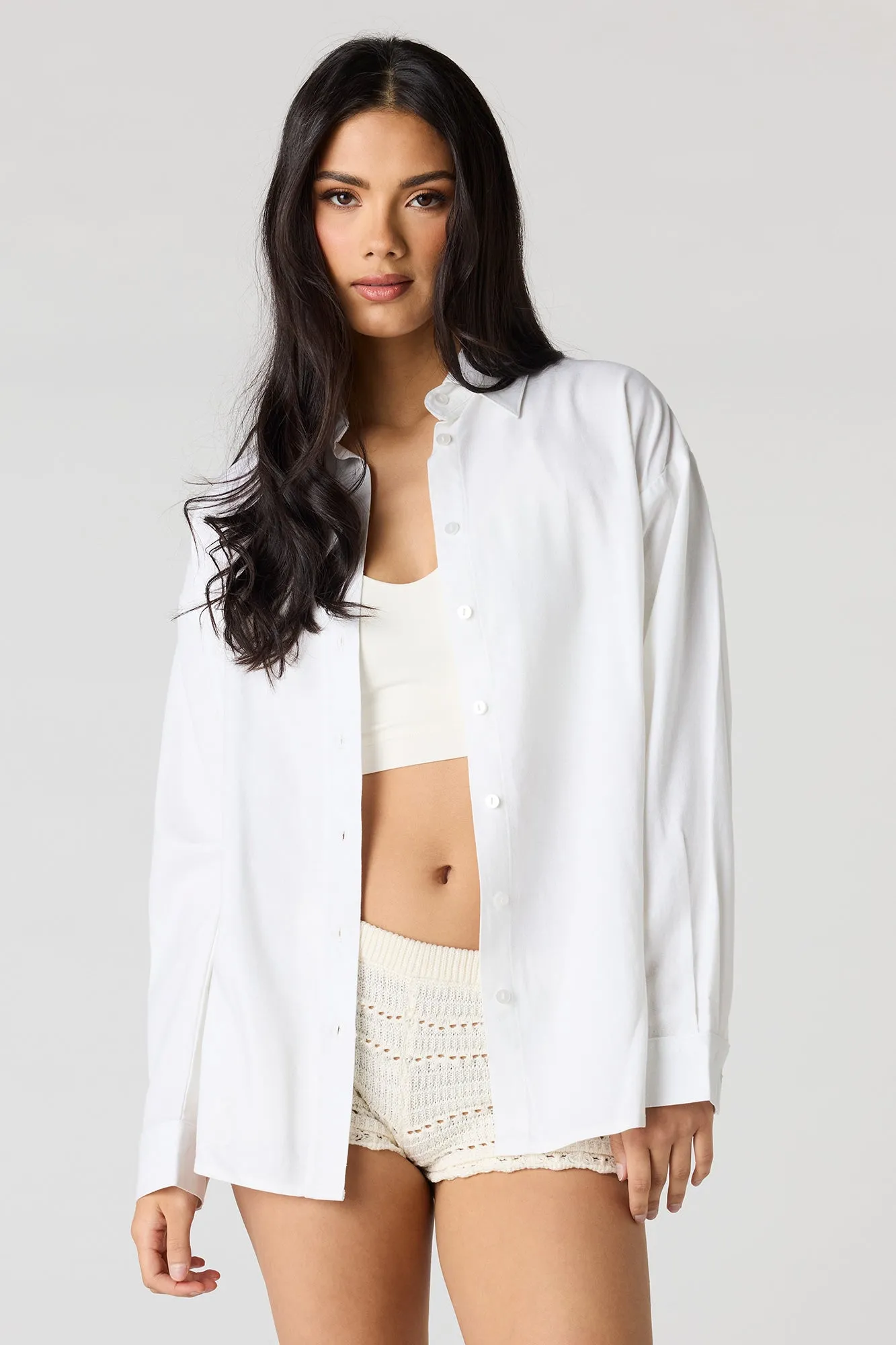 Linen-Blend Long Sleeve Button-Up Top sold by Urban Planet product image thumbnail 4