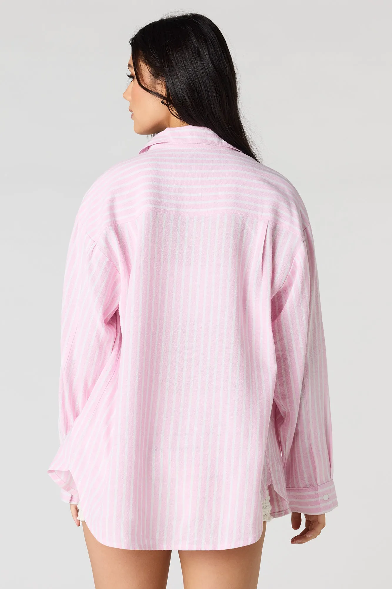 Linen-Blend Long Sleeve Button-Up Top sold by Urban Planet product image thumbnail 2