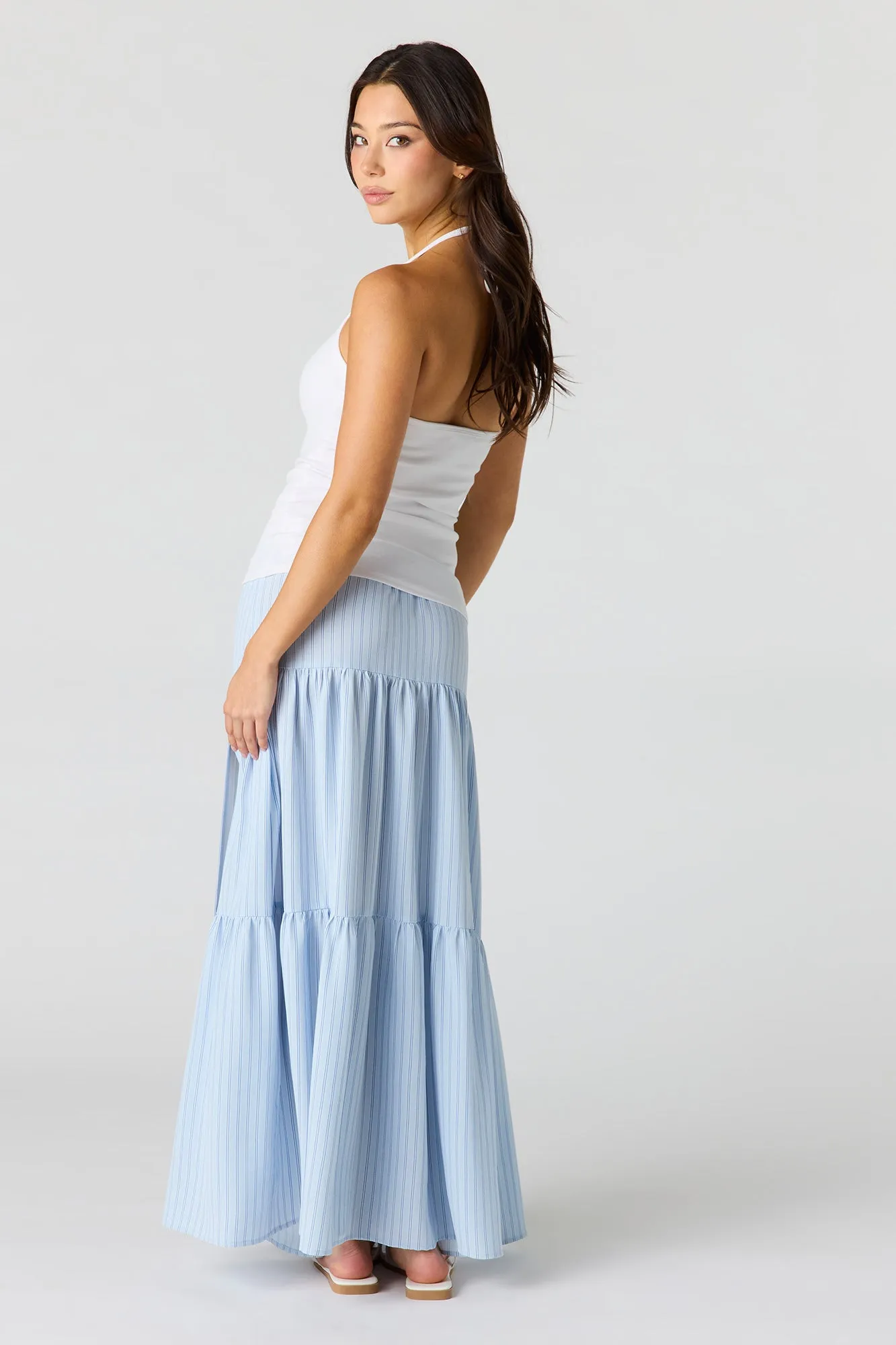 Printed Flowy Tiered Slit Maxi Skirt sold by Urban Planet product image thumbnail 3