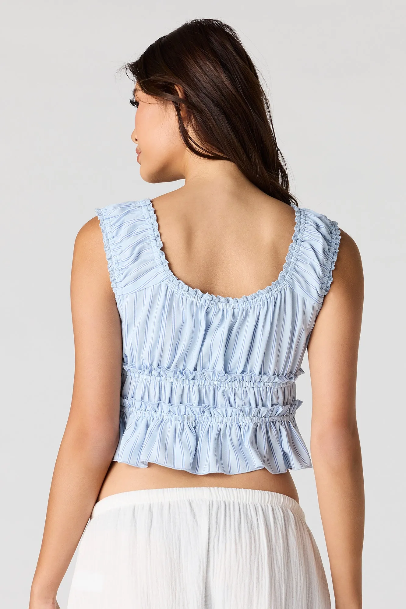 V-Neck Tie Front Ruffle Tank sold by Urban Planet product image thumbnail 2