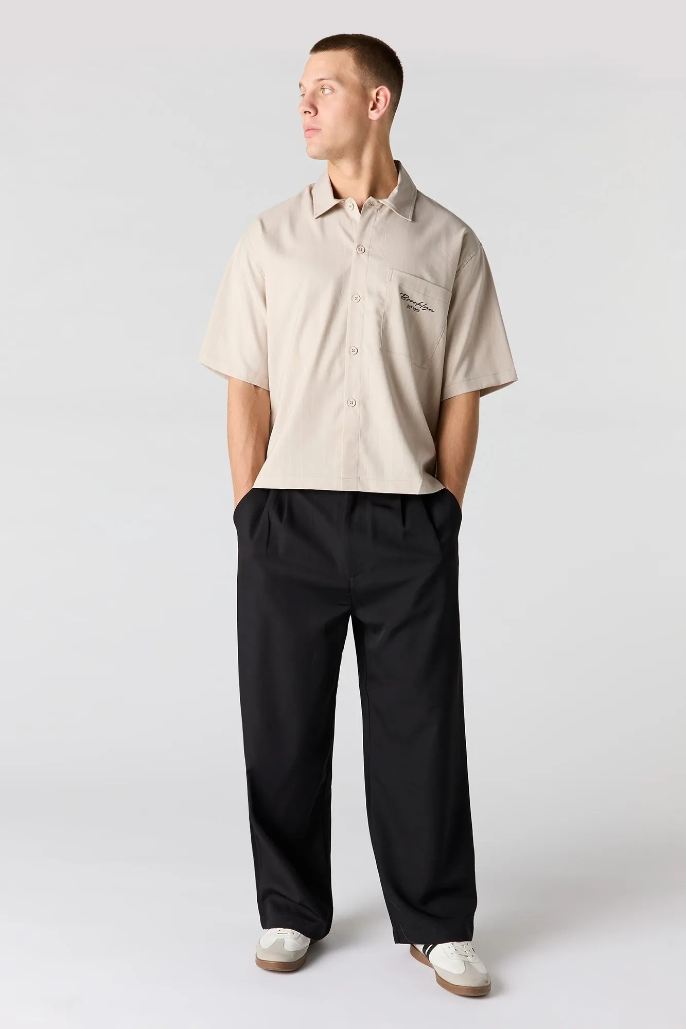 Pinstriped Boxy Button-Up Top sold by Urban Planet product image thumbnail 3