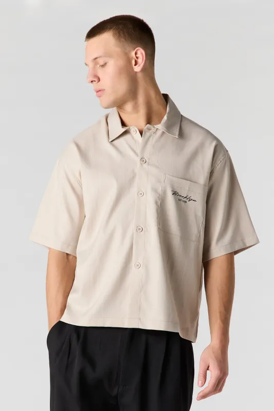 Pinstriped Boxy Button-Up Top made by Urban Planet