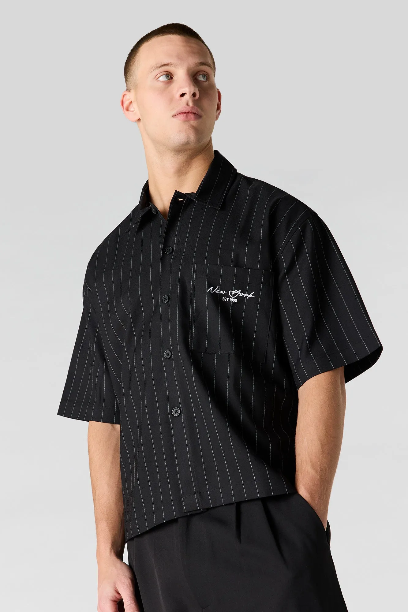 Pinstriped Boxy Button-Up Top sold by Urban Planet product image thumbnail 5