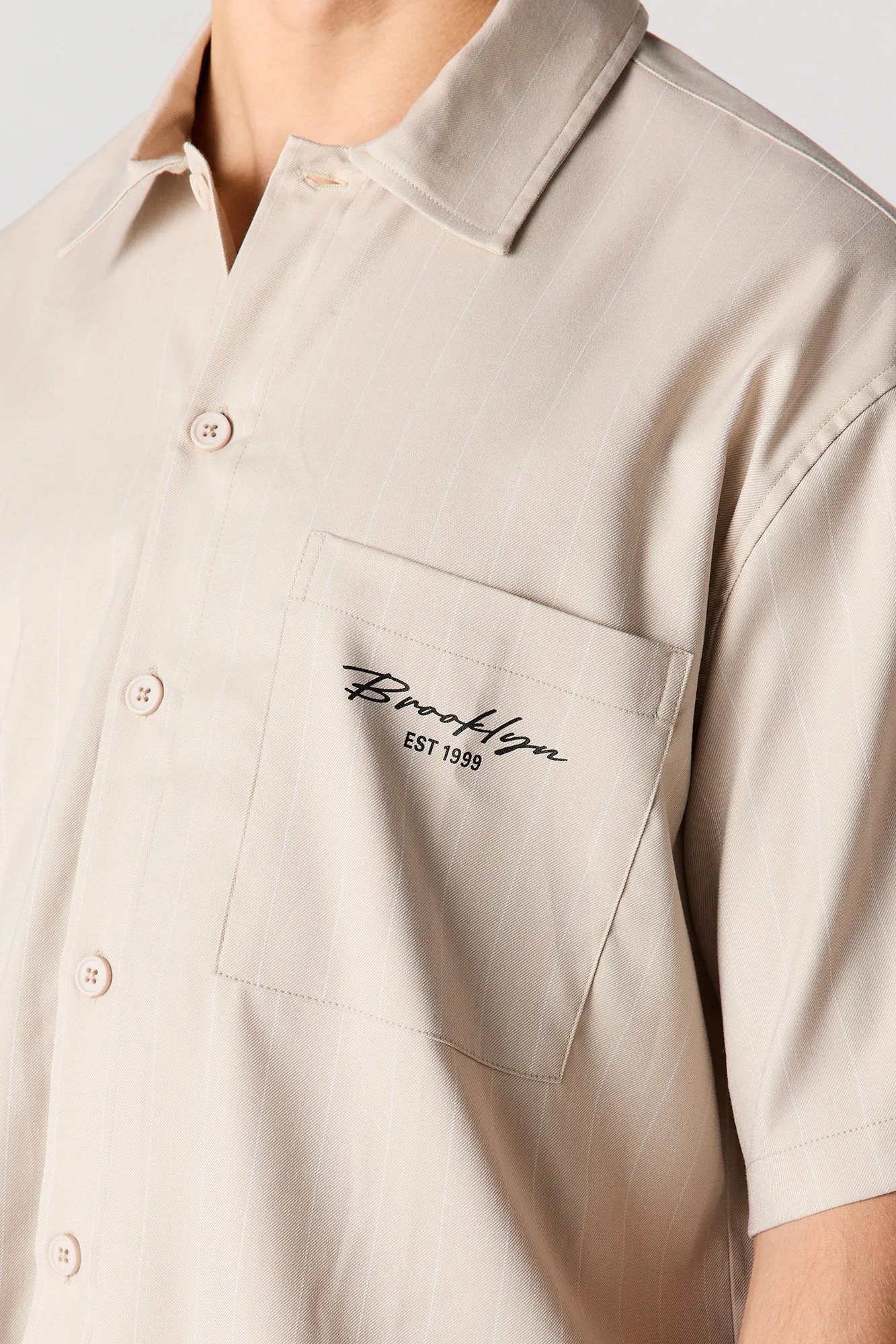 Pinstriped Boxy Button-Up Top sold by Urban Planet product image thumbnail 4