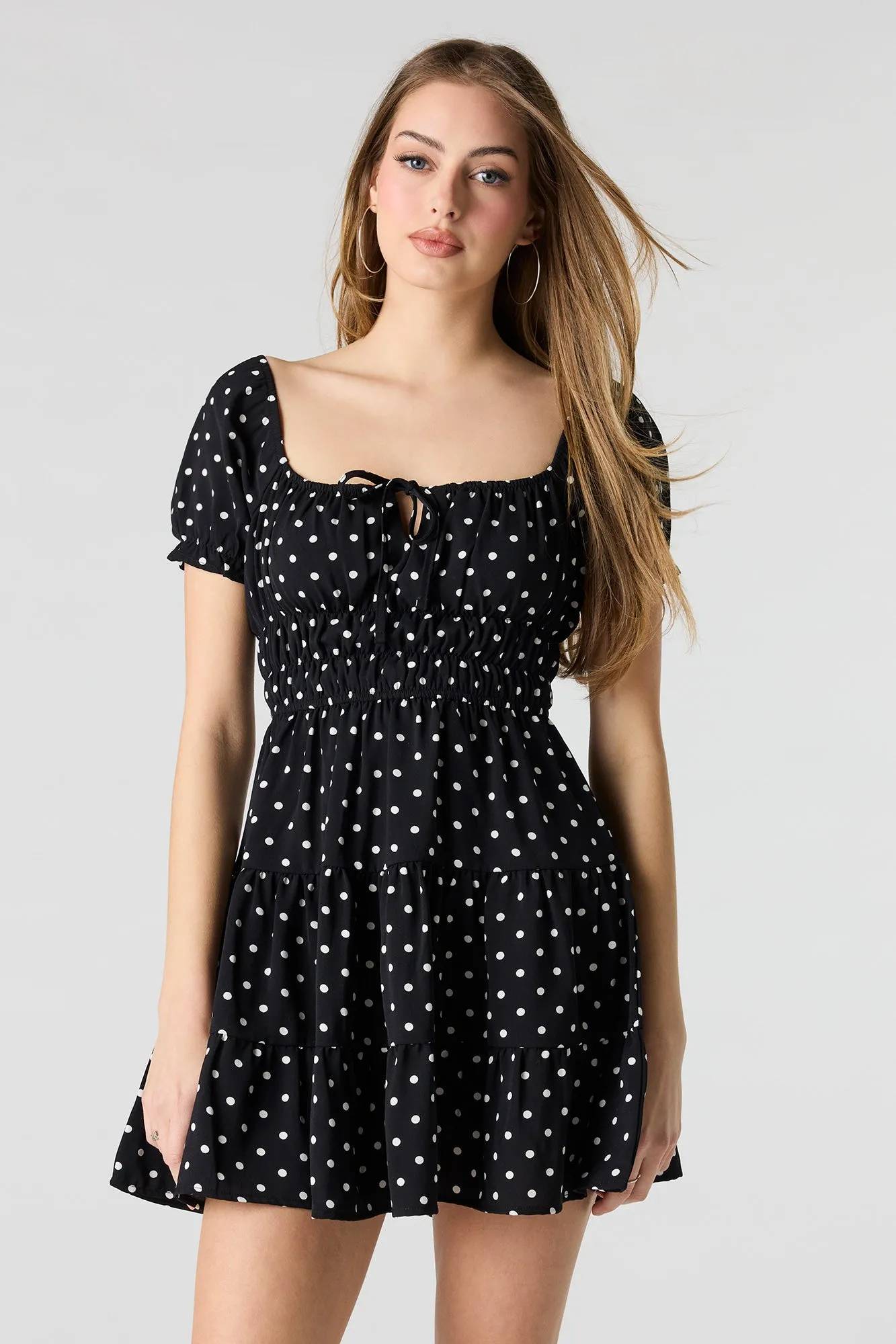 Short Puff Sleeve Tiered Mini Dress sold by Urban Planet product image thumbnail 4