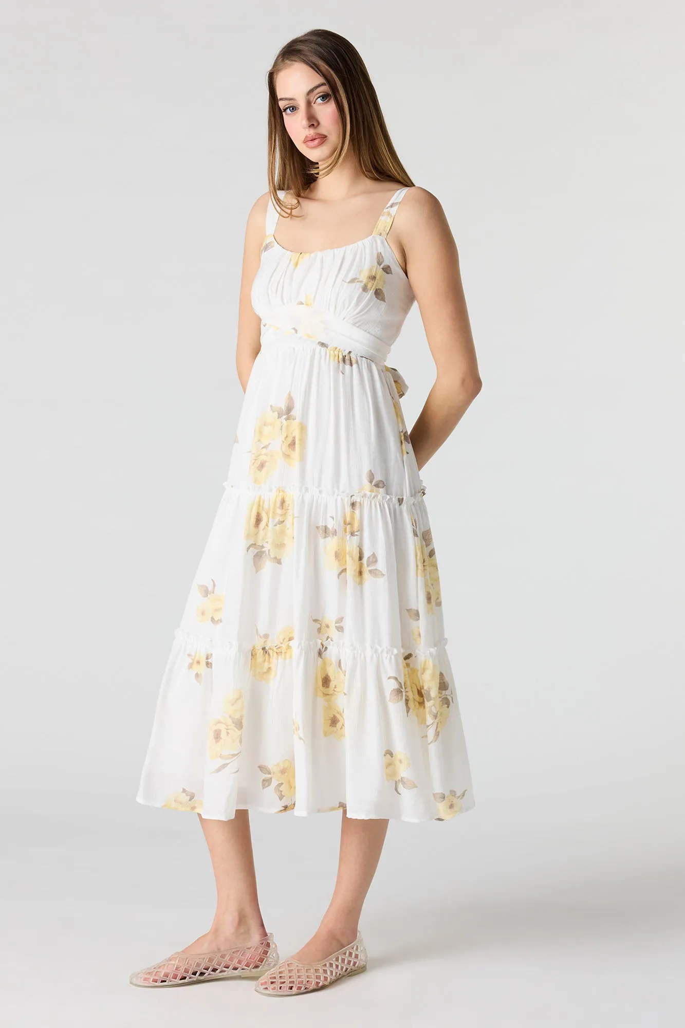 Tie Waist Tiered Midi Dress sold by Urban Planet product image thumbnail 2