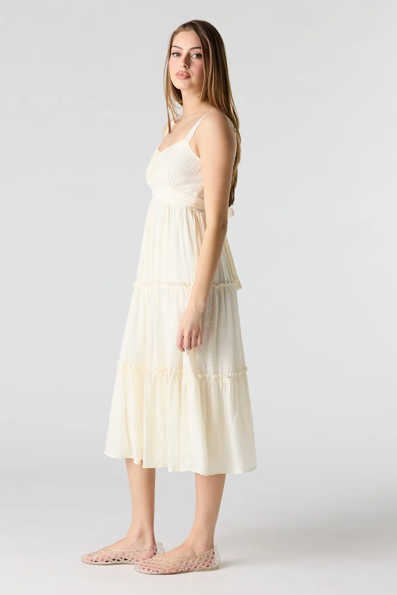 Tie Waist Tiered Midi Dress sold by Urban Planet product image thumbnail 5