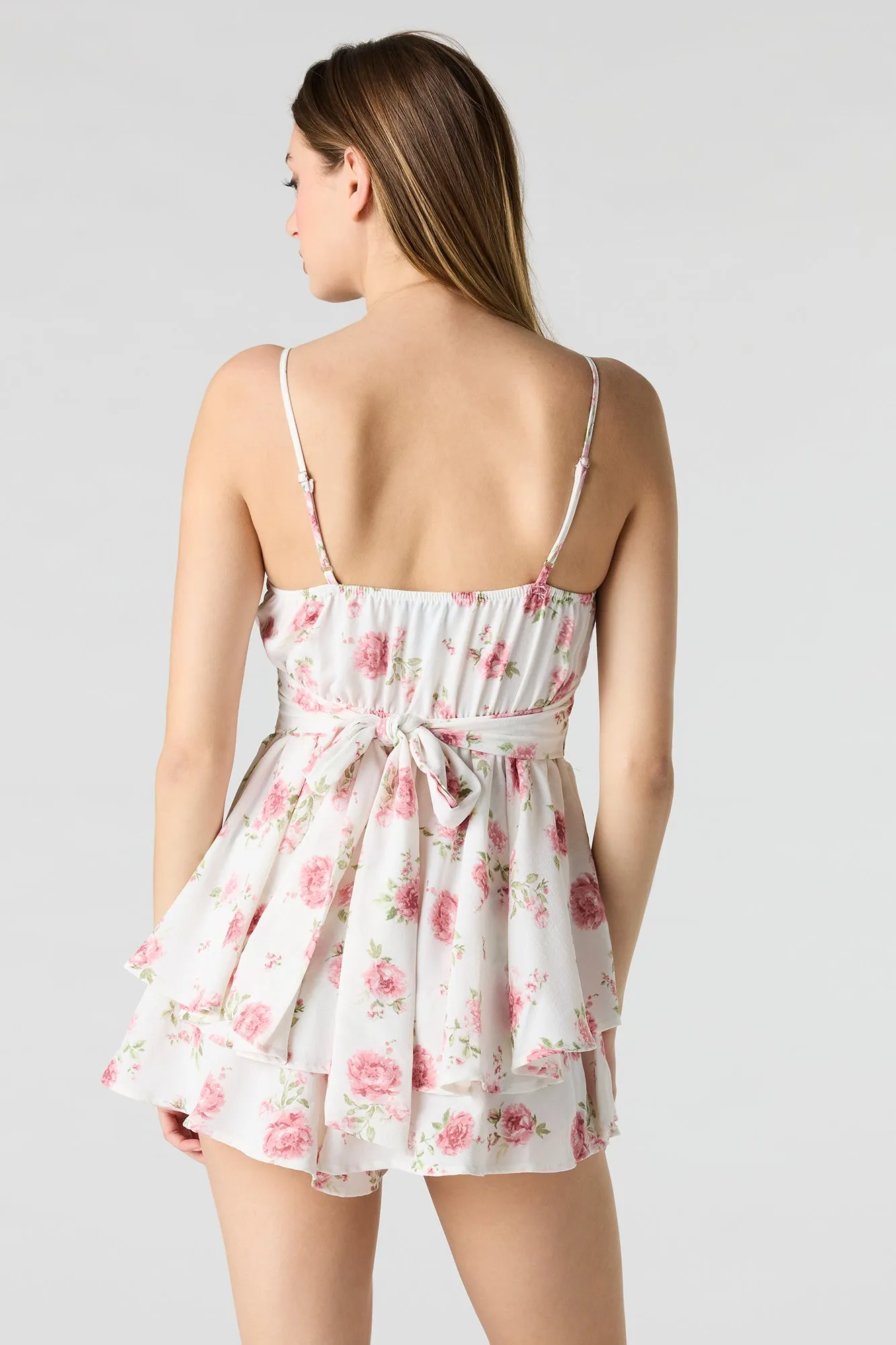 Floral Tie Waist Romper Dress sold by Urban Planet product image thumbnail 2