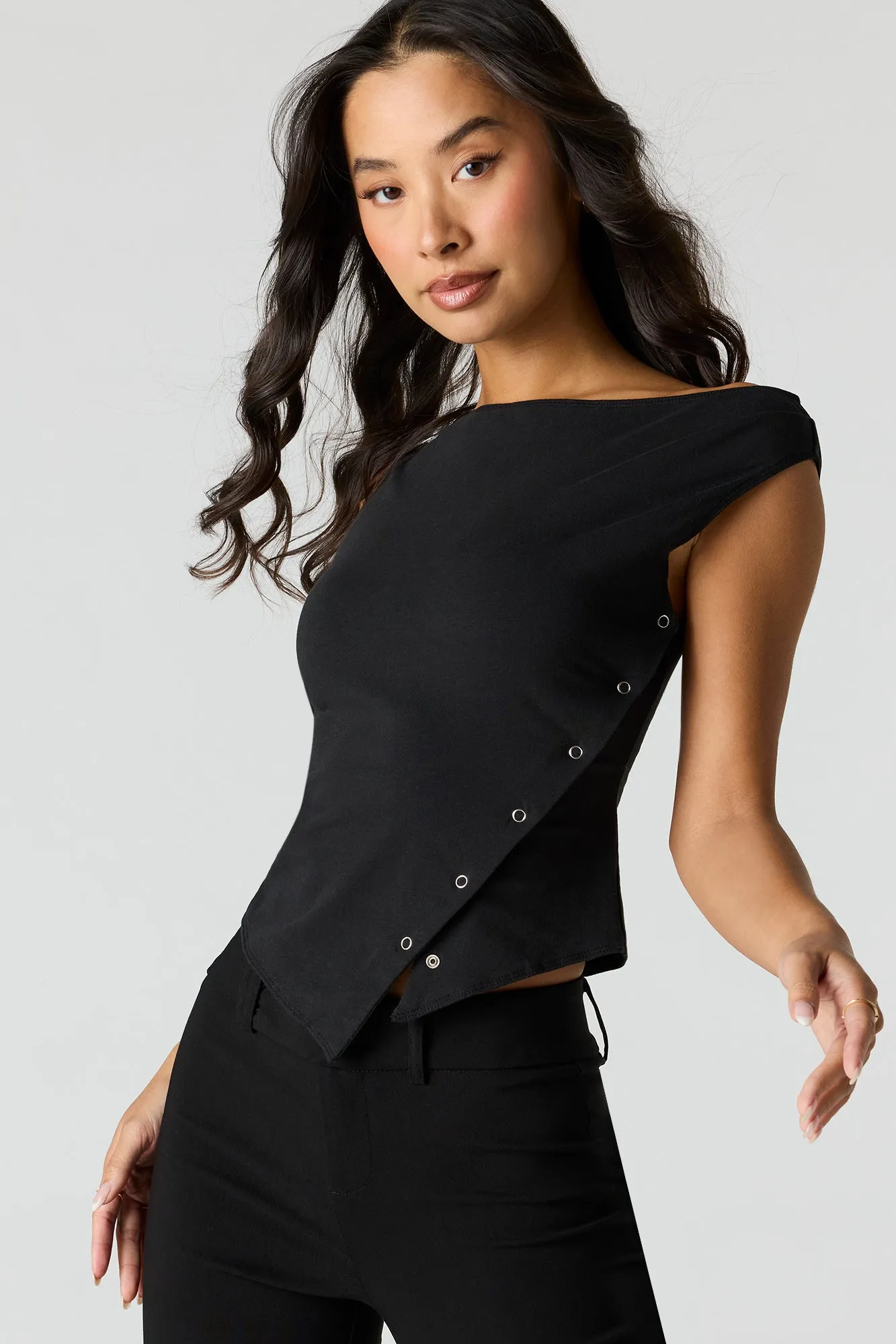 Snap Button Asymmetrical Top sold by Urban Planet product image thumbnail 4