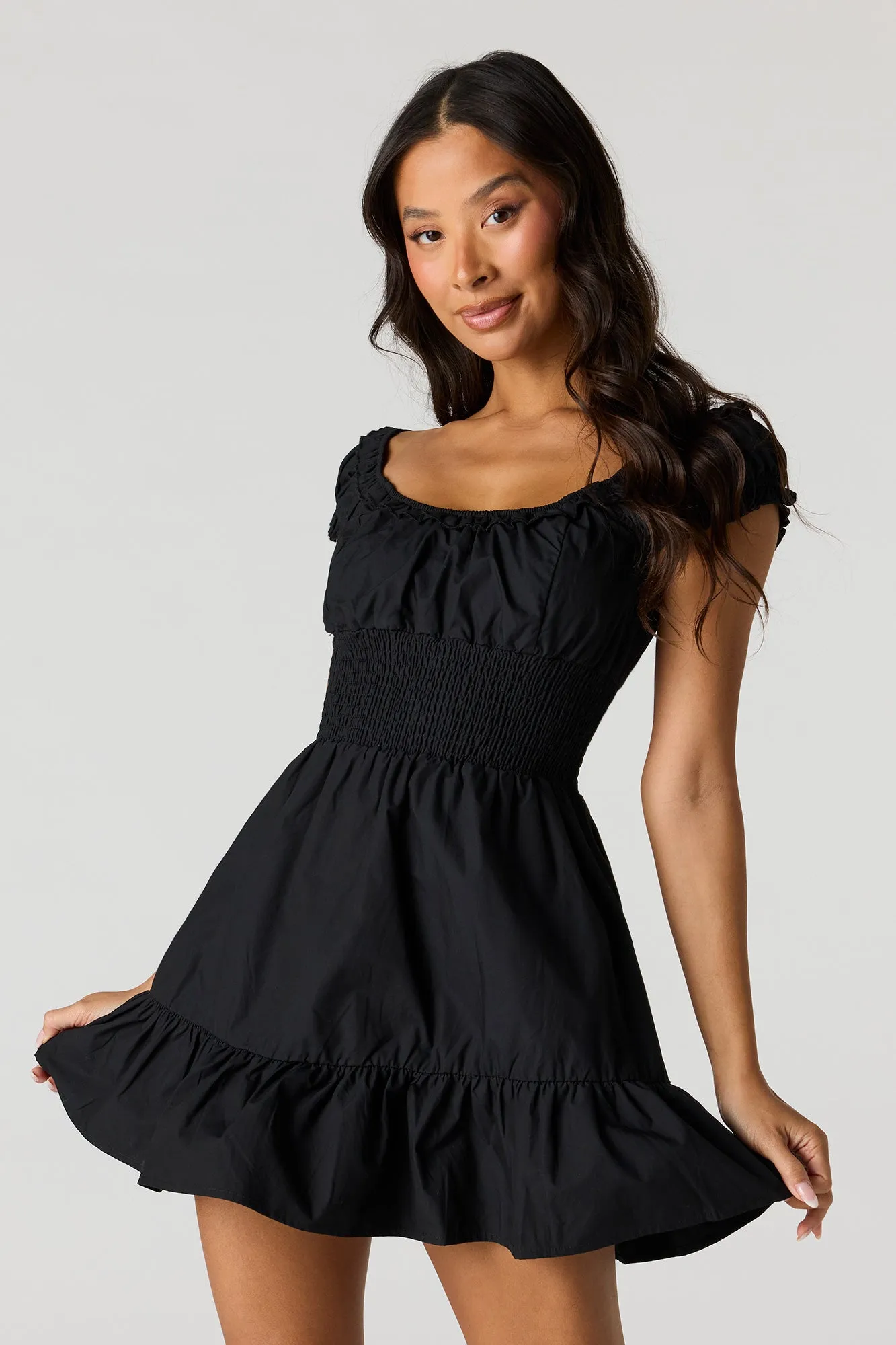 Smocked Waist Mini Romper Dress sold by Urban Planet product image thumbnail 5