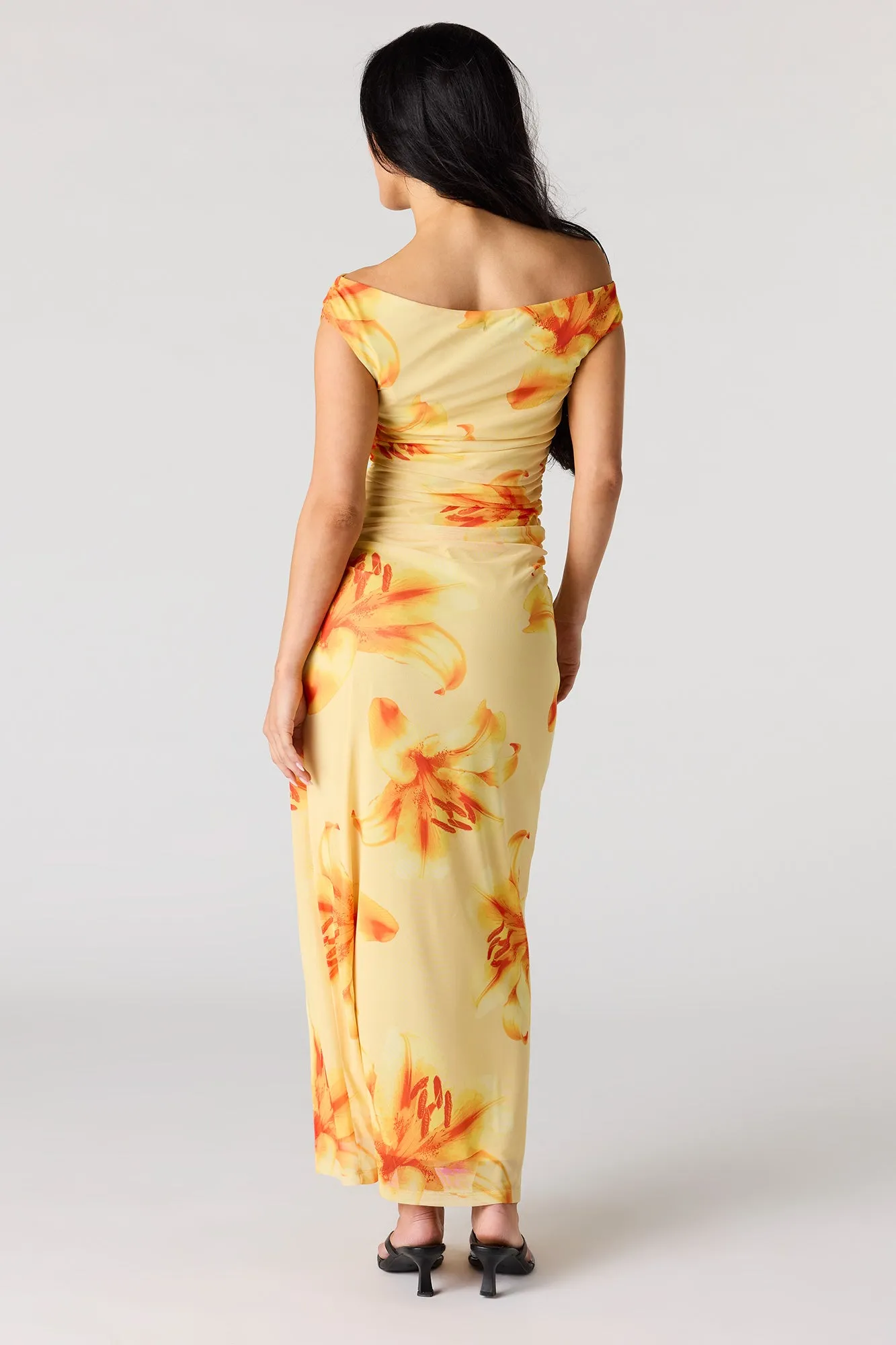 Mesh Ruched Asymmetrical Maxi Dress sold by Urban Planet product image thumbnail 3