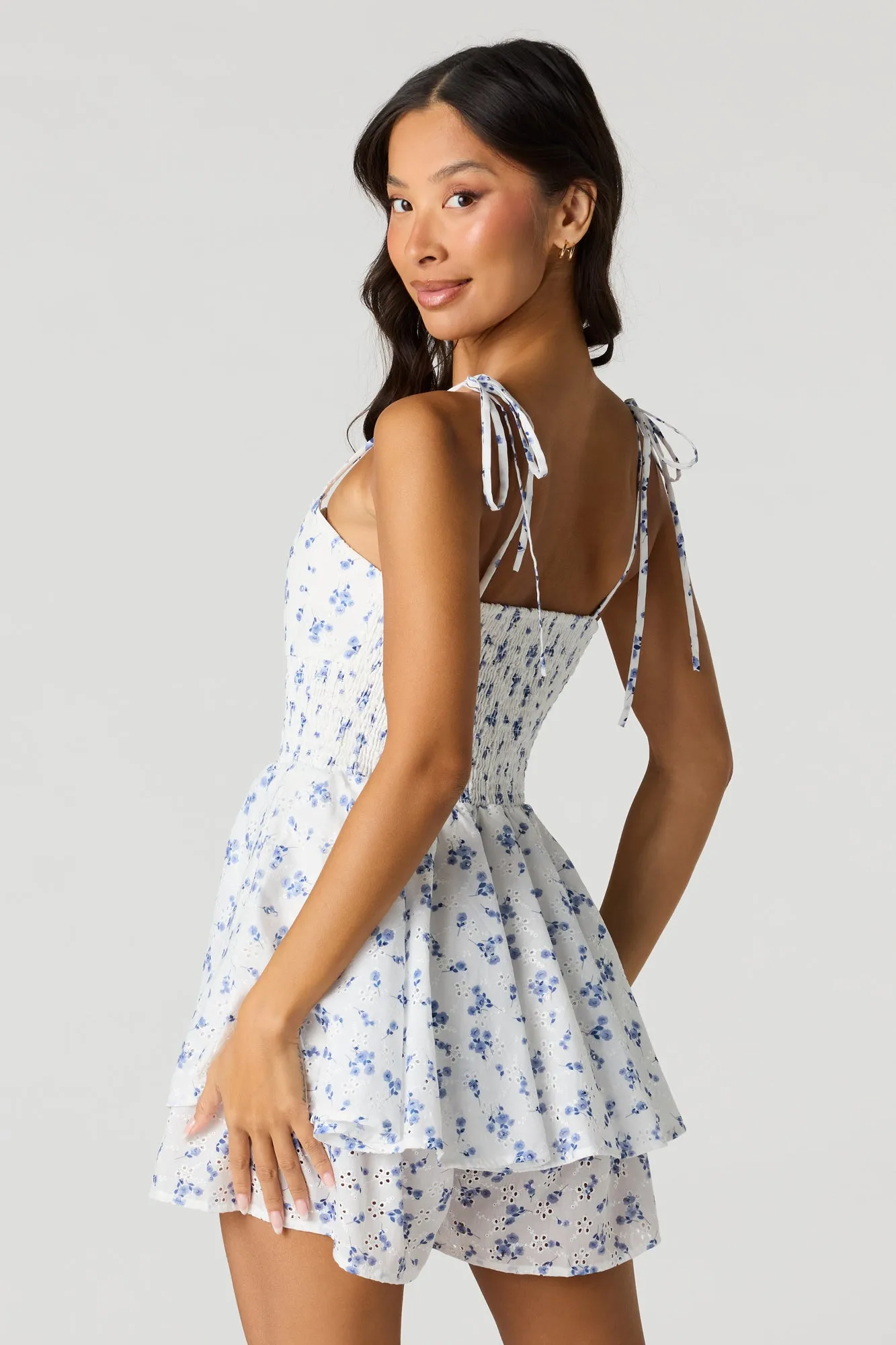 Floral Eyelet Tiered Romper sold by Urban Planet product image thumbnail 5