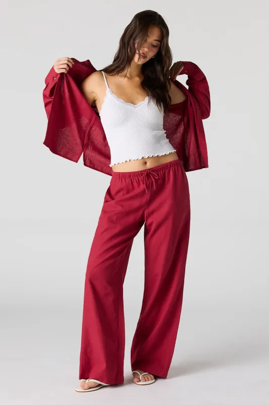 Linen-Blend Drawstring Pant sold by Urban Planet