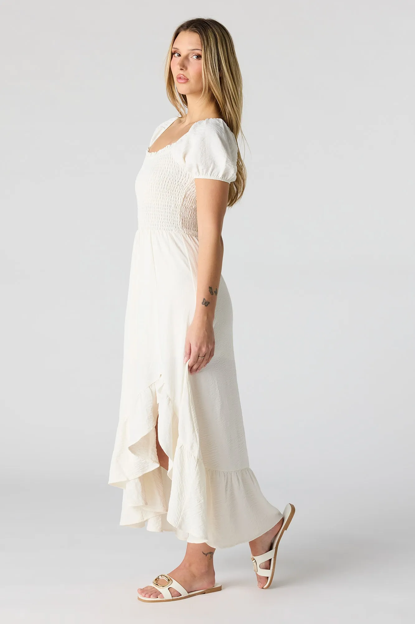 Floral Print Smocked High-Low Dress sold by Urban Planet product image thumbnail 5