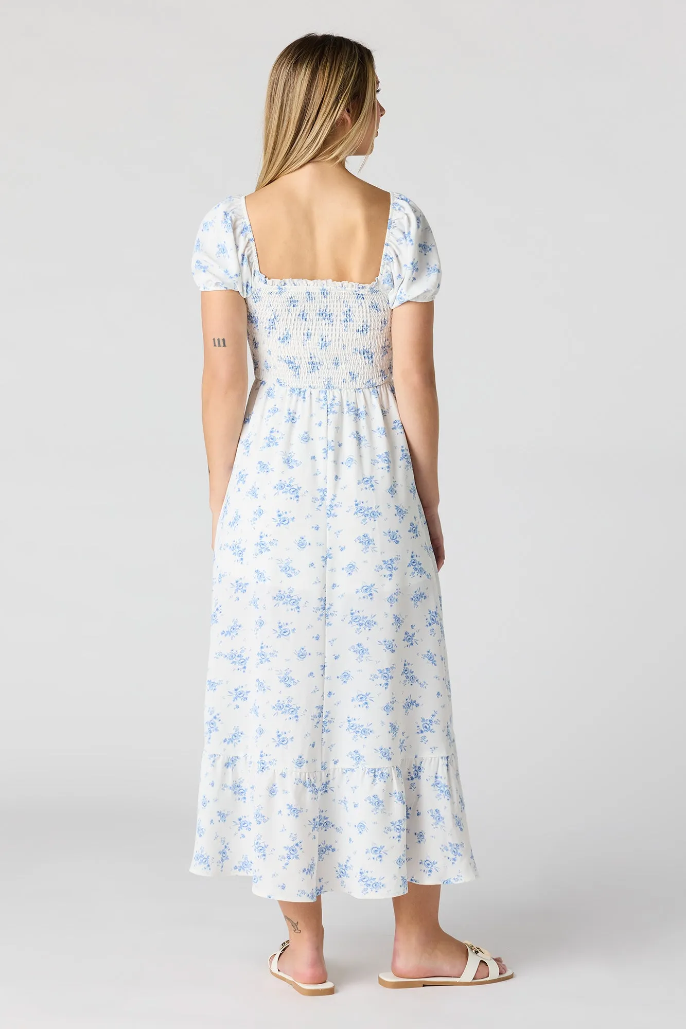 Floral Print Smocked High-Low Dress sold by Urban Planet product image thumbnail 3