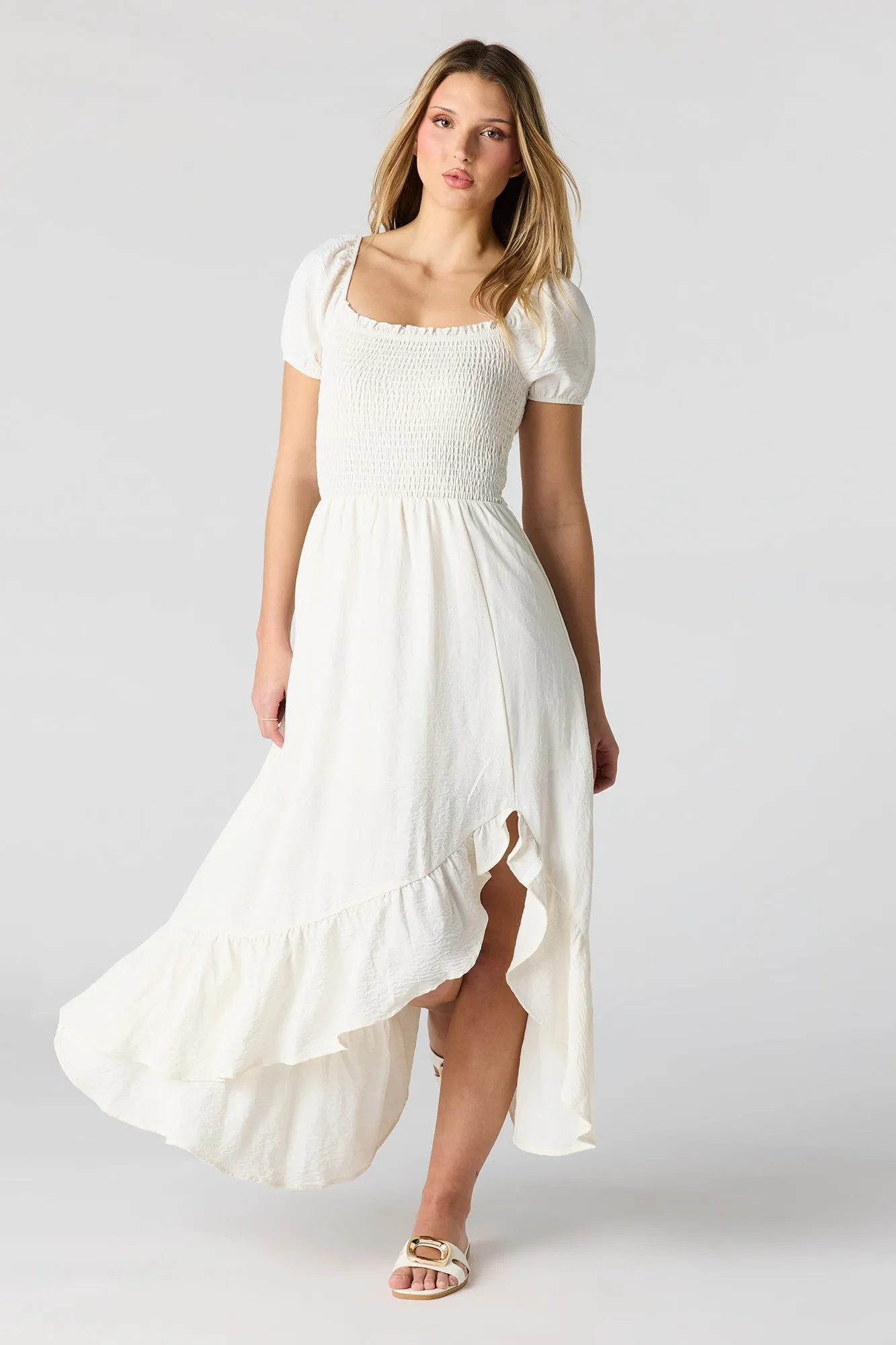 Floral Print Smocked High-Low Dress sold by Urban Planet product image thumbnail 4