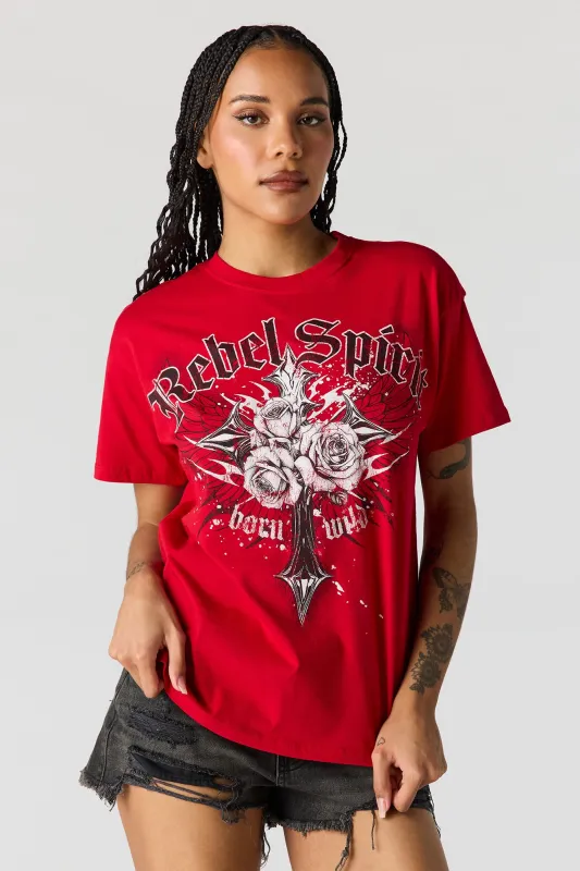 Rebel Graphic Boyfriend T-Shirt sold by Urban Planet