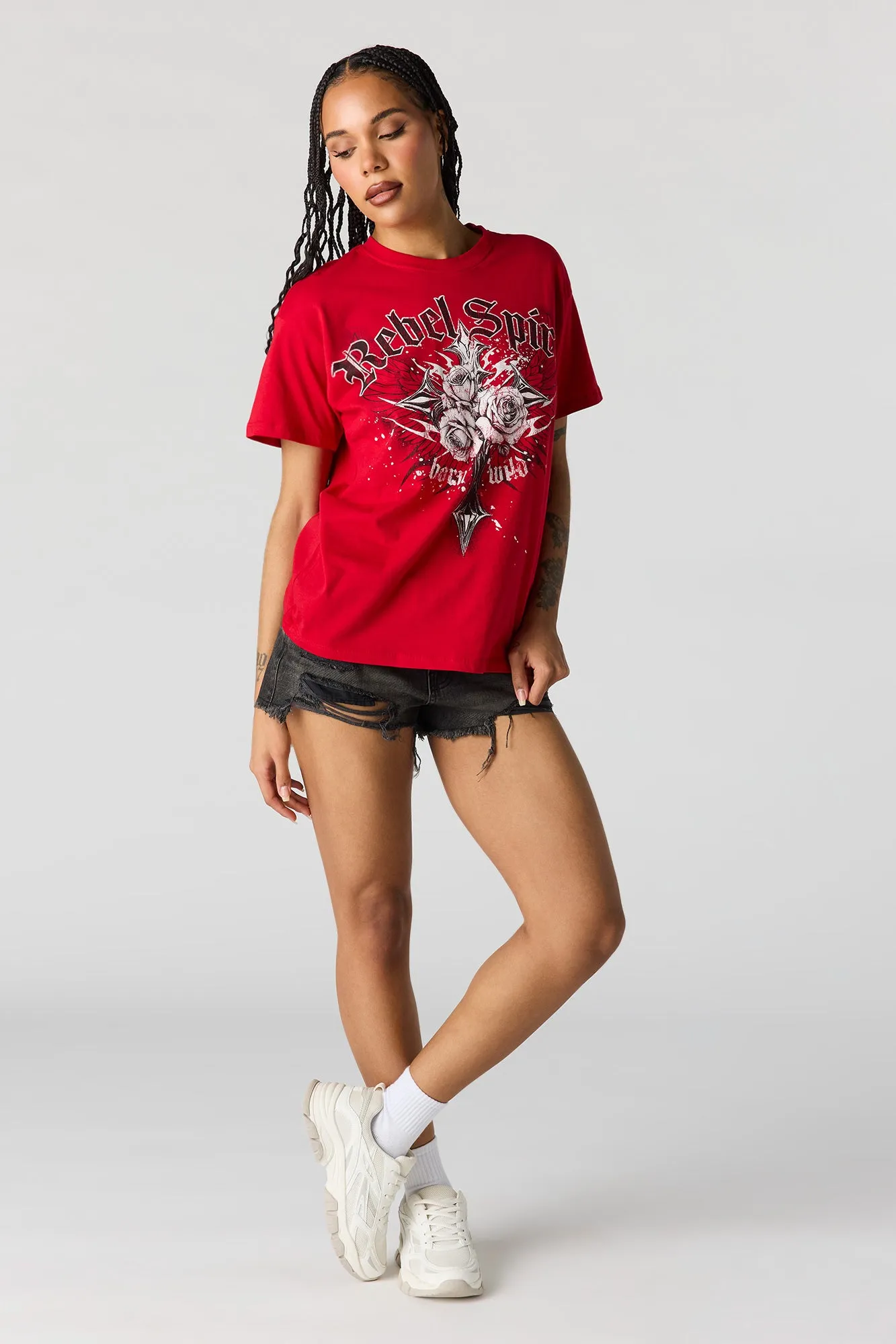 Rebel Graphic Boyfriend T-Shirt sold by Urban Planet product image thumbnail 2