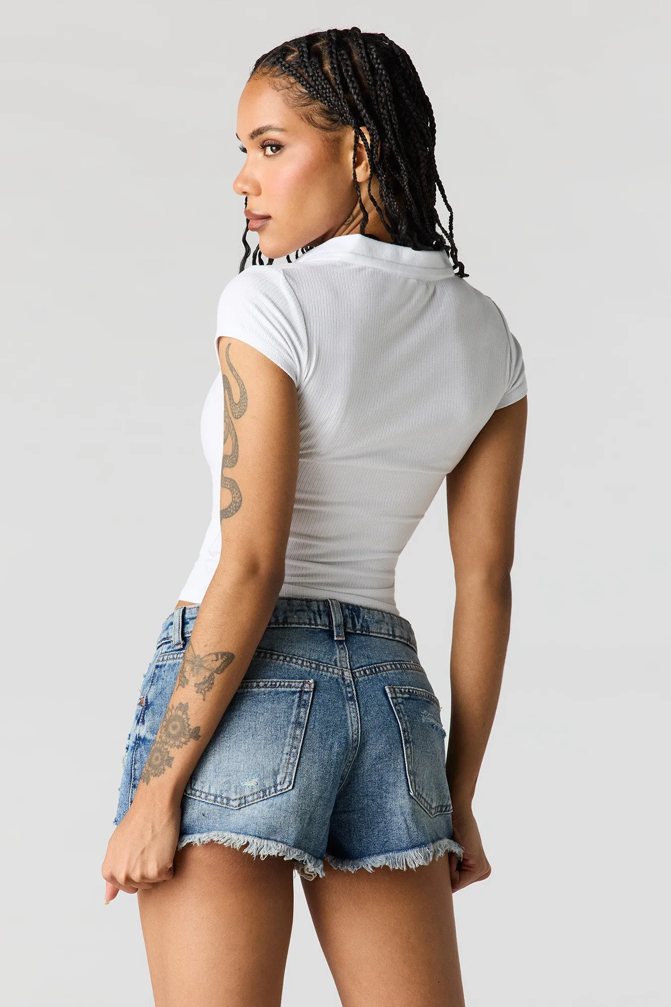 Chelsea Ripped High Rise Dark Denim Short sold by Urban Planet product image thumbnail 2
