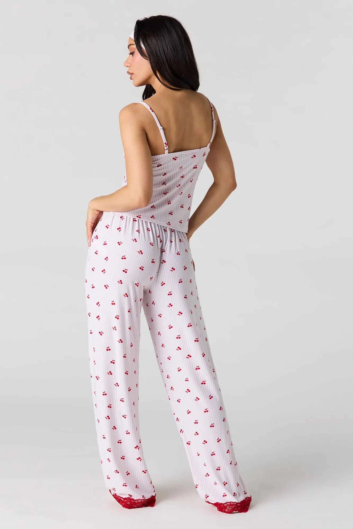 Printed Lace Trim Tank & Pant & Headband Pajama Set sold by Urban Planet product image thumbnail 4