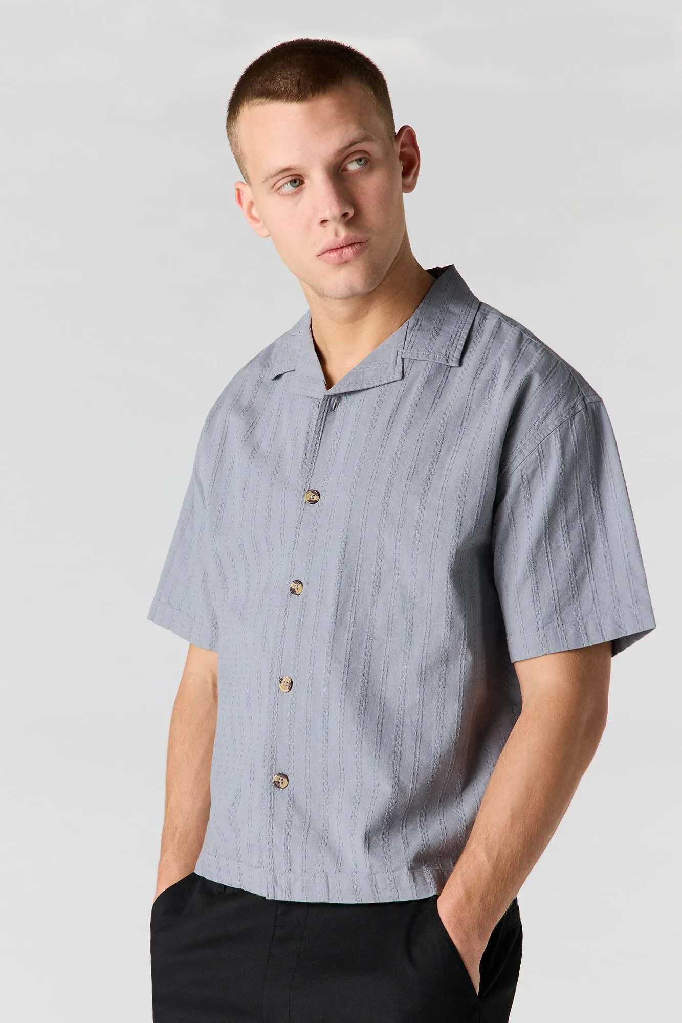 Linen-Blend Textured Button-Up Top sold by Urban Planet product image thumbnail 4