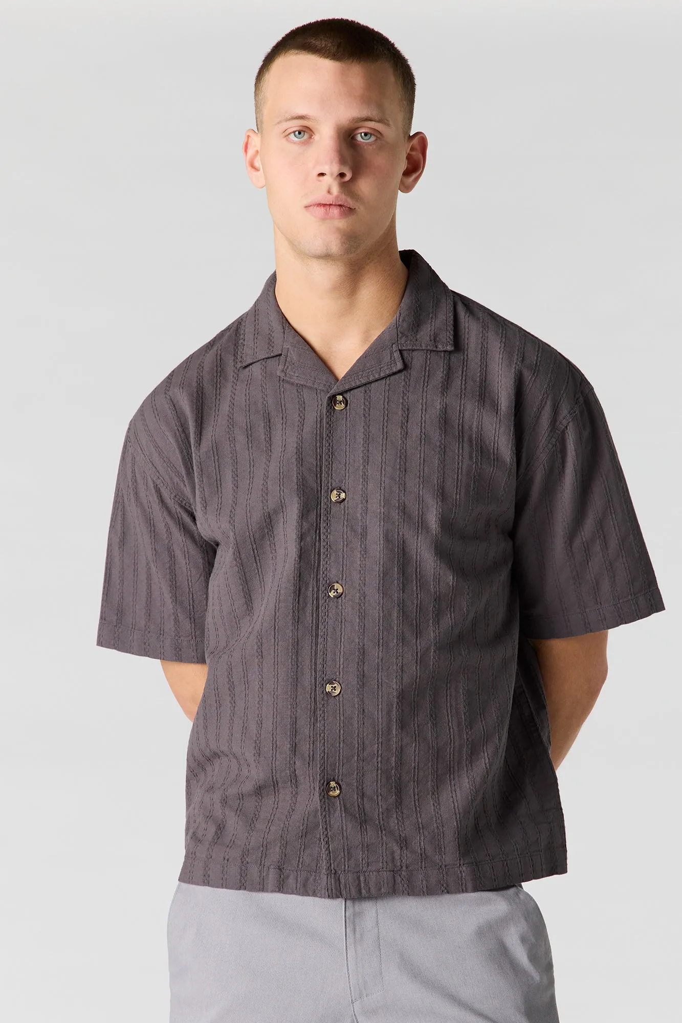 Linen-Blend Textured Button-Up Top sold by Urban Planet product image thumbnail 5