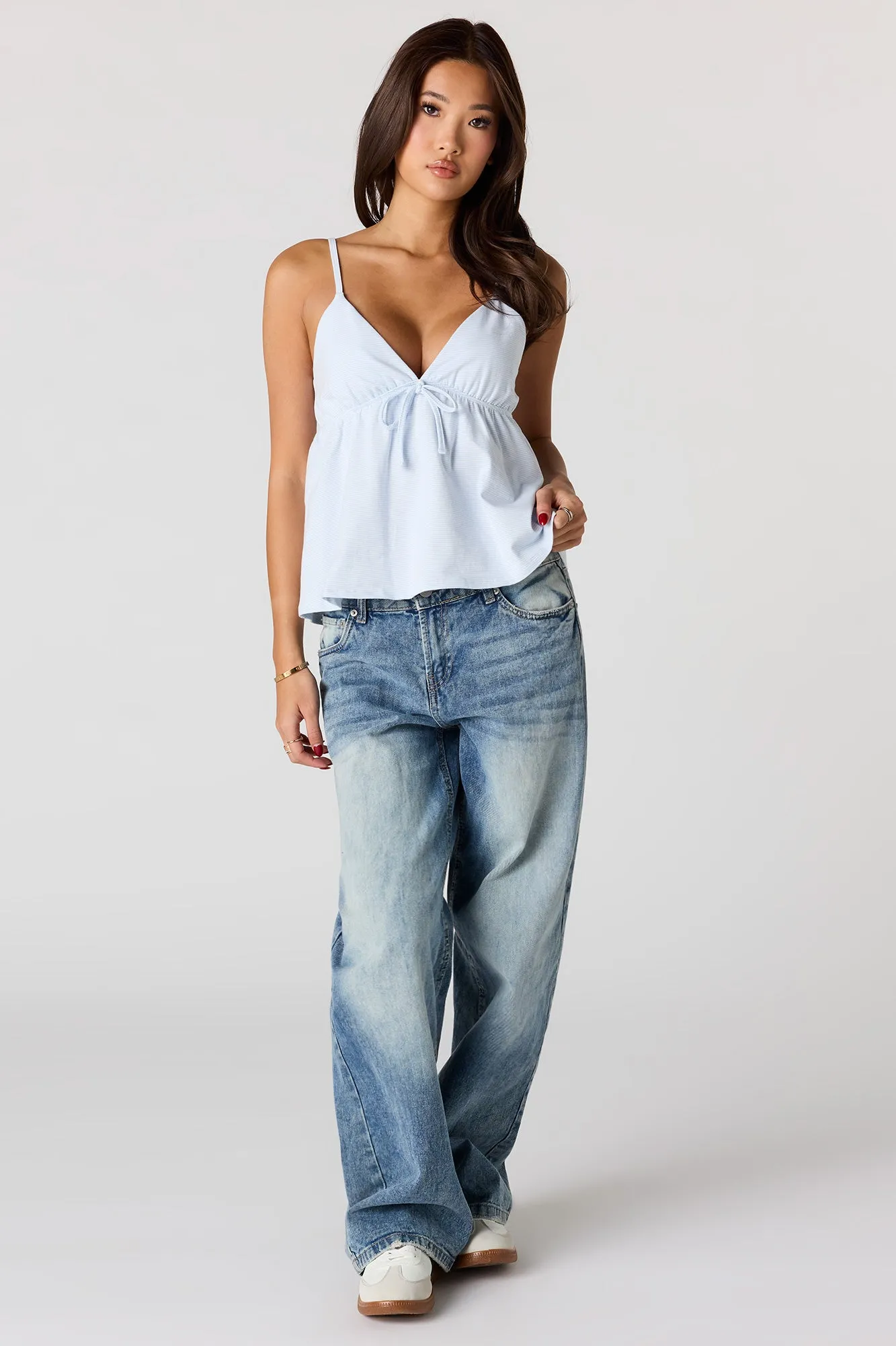 V-Neck Bow Tie Front Tank sold by Urban Planet product image thumbnail 3