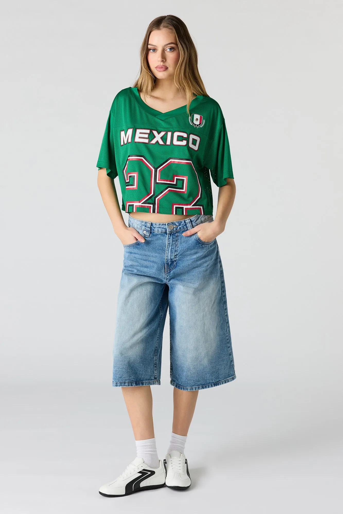 Mexico Mesh Cropped Soccer Jersey sold by Urban Planet product image thumbnail 3