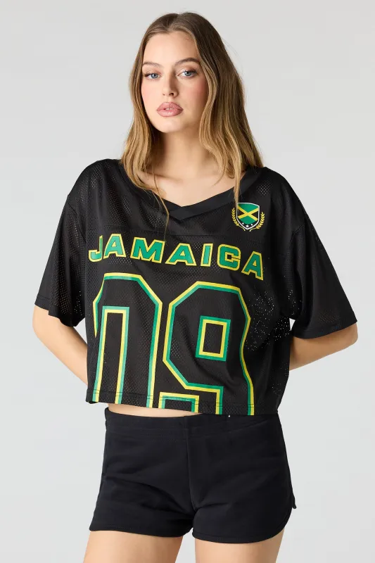 Jamaica Mesh Cropped Soccer Jersey sold by Urban Planet