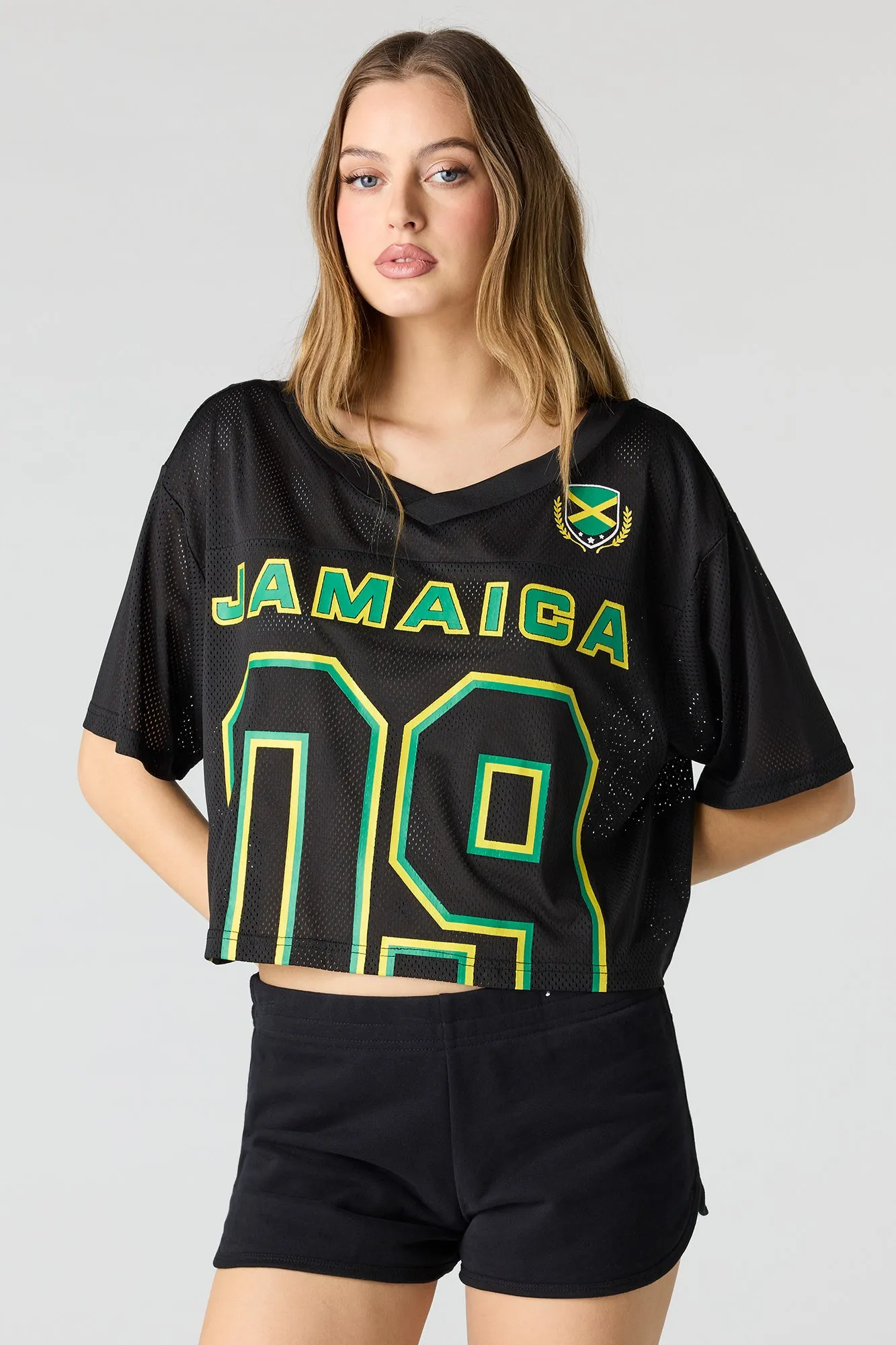 Jamaica Mesh Cropped Soccer Jersey sold by Urban Planet