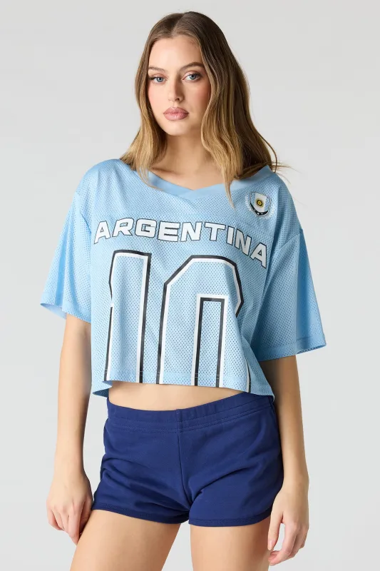 Argentina Mesh Cropped Soccer Jersey sold by Urban Planet