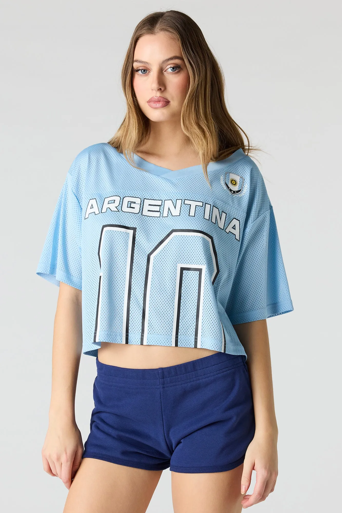 Argentina Mesh Cropped Soccer Jersey sold by Urban Planet