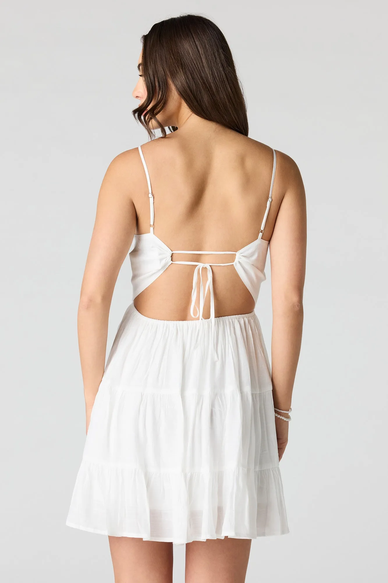 Braless Tie Back Tiered Mini Dress sold by Urban Planet product image thumbnail 5