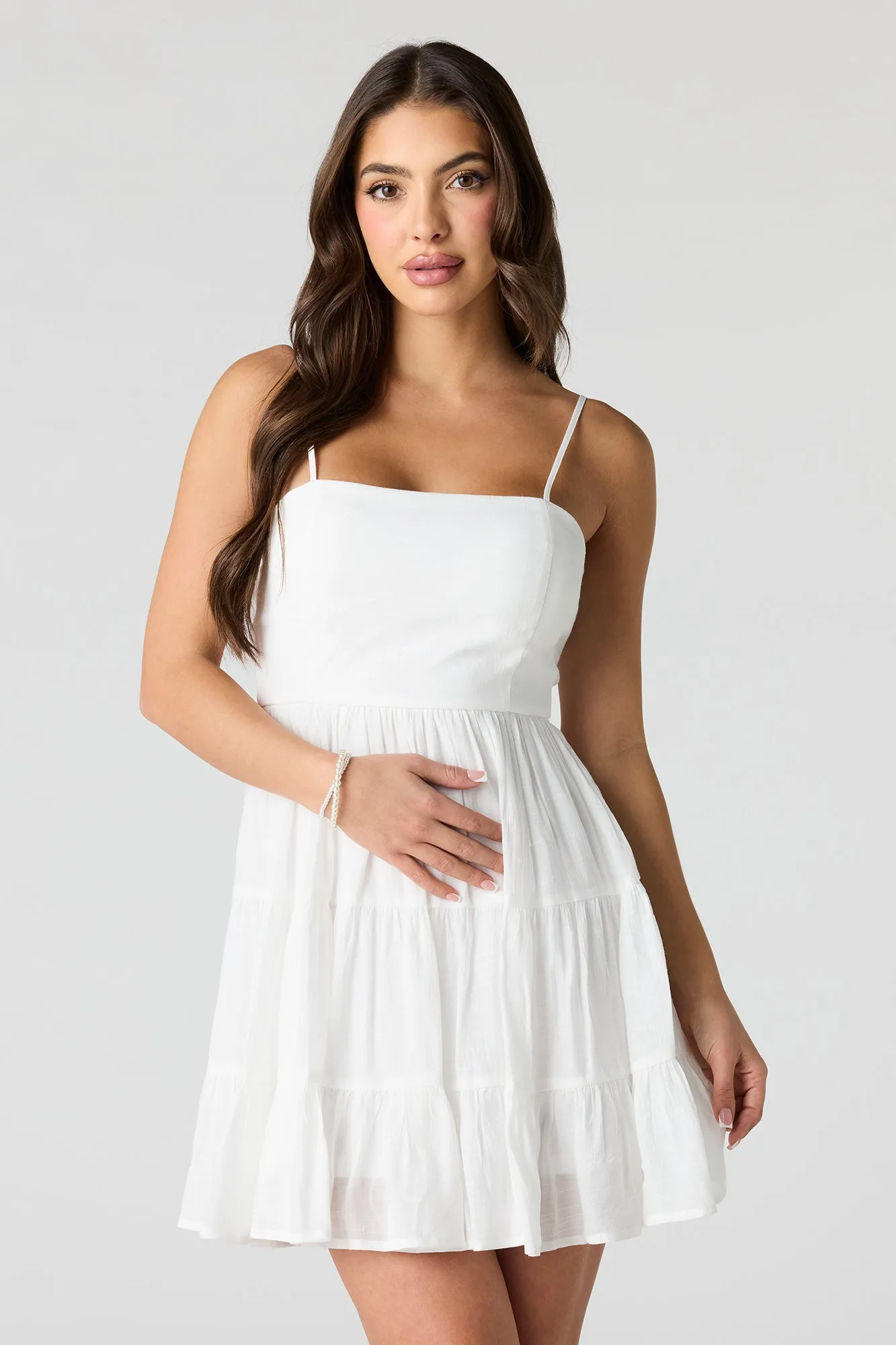 Braless Tie Back Tiered Mini Dress sold by Urban Planet product image thumbnail 4