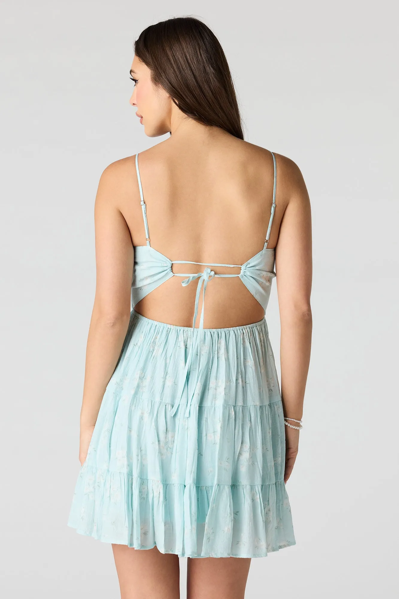 Braless Tie Back Tiered Mini Dress sold by Urban Planet product image thumbnail 2