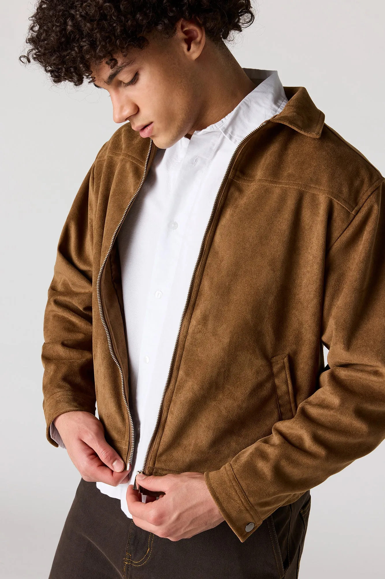 Faux Suede Bomber Jacket sold by Urban Planet product image thumbnail 4
