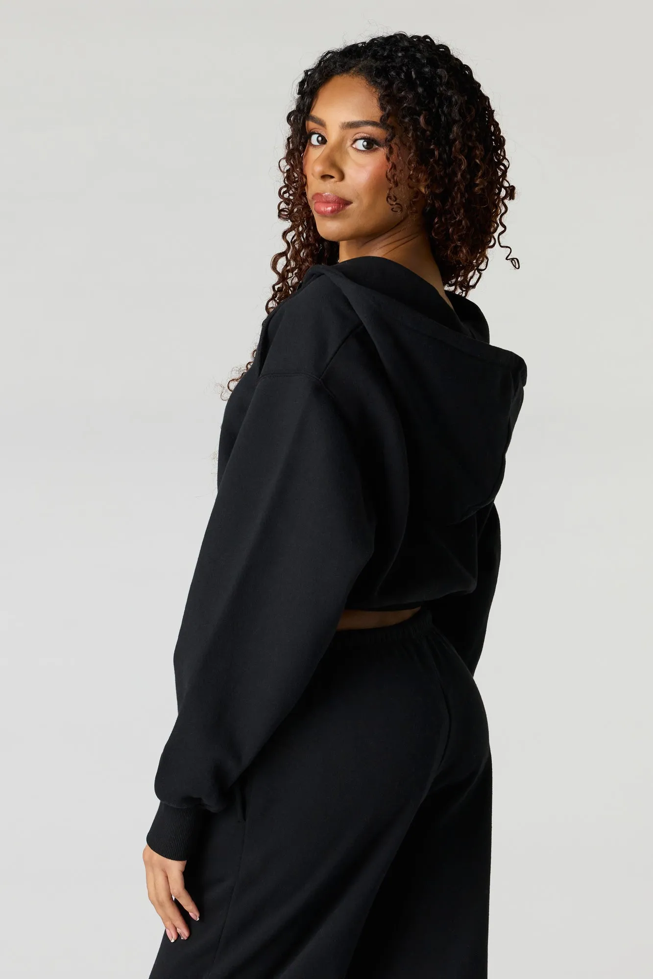 Oversized Cropped Zip-Up Hoodie sold by Urban Planet product image thumbnail 5