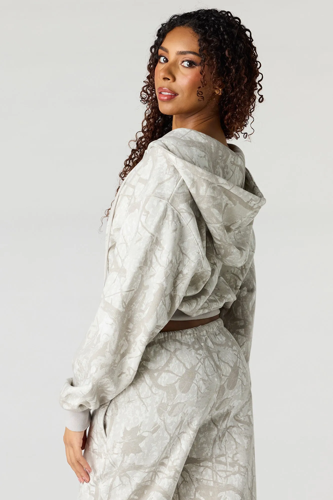 Oversized Cropped Zip-Up Hoodie sold by Urban Planet product image thumbnail 2