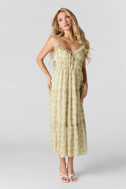 Floral Chiffon Tiered Midi Dress sold by Urban Planet