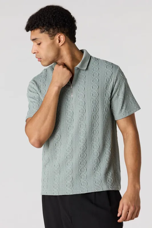 Textured Zip Polo made by Urban Planet