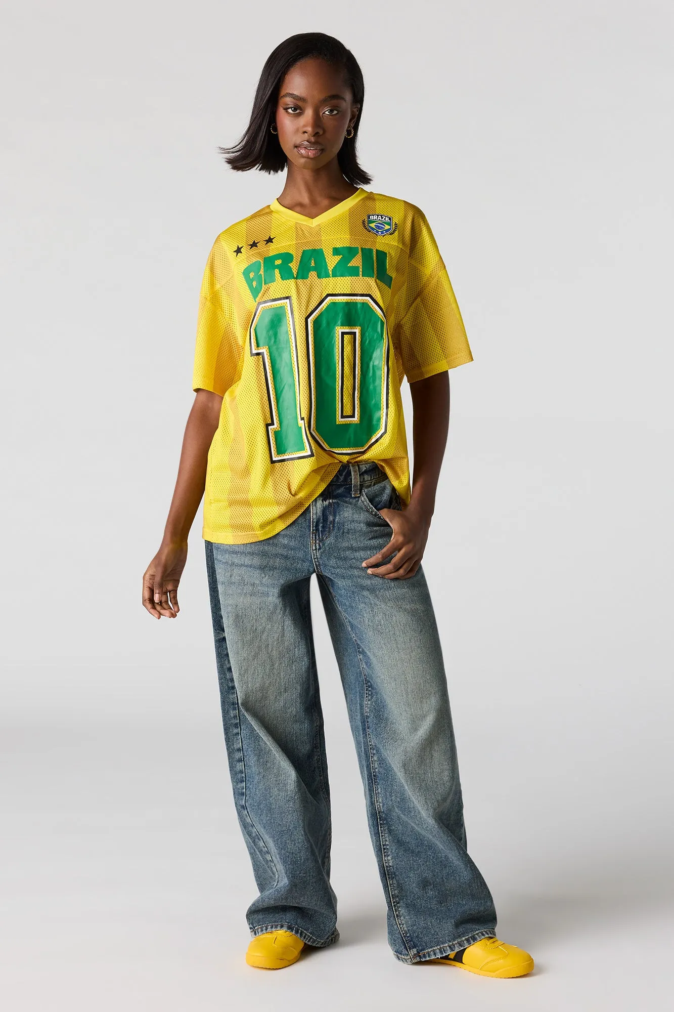 Brazil Graphic Mesh Soccer Jersey sold by Urban Planet product image thumbnail 3
