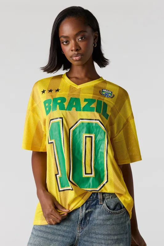 Brazil Graphic Mesh Soccer Jersey sold by Urban Planet